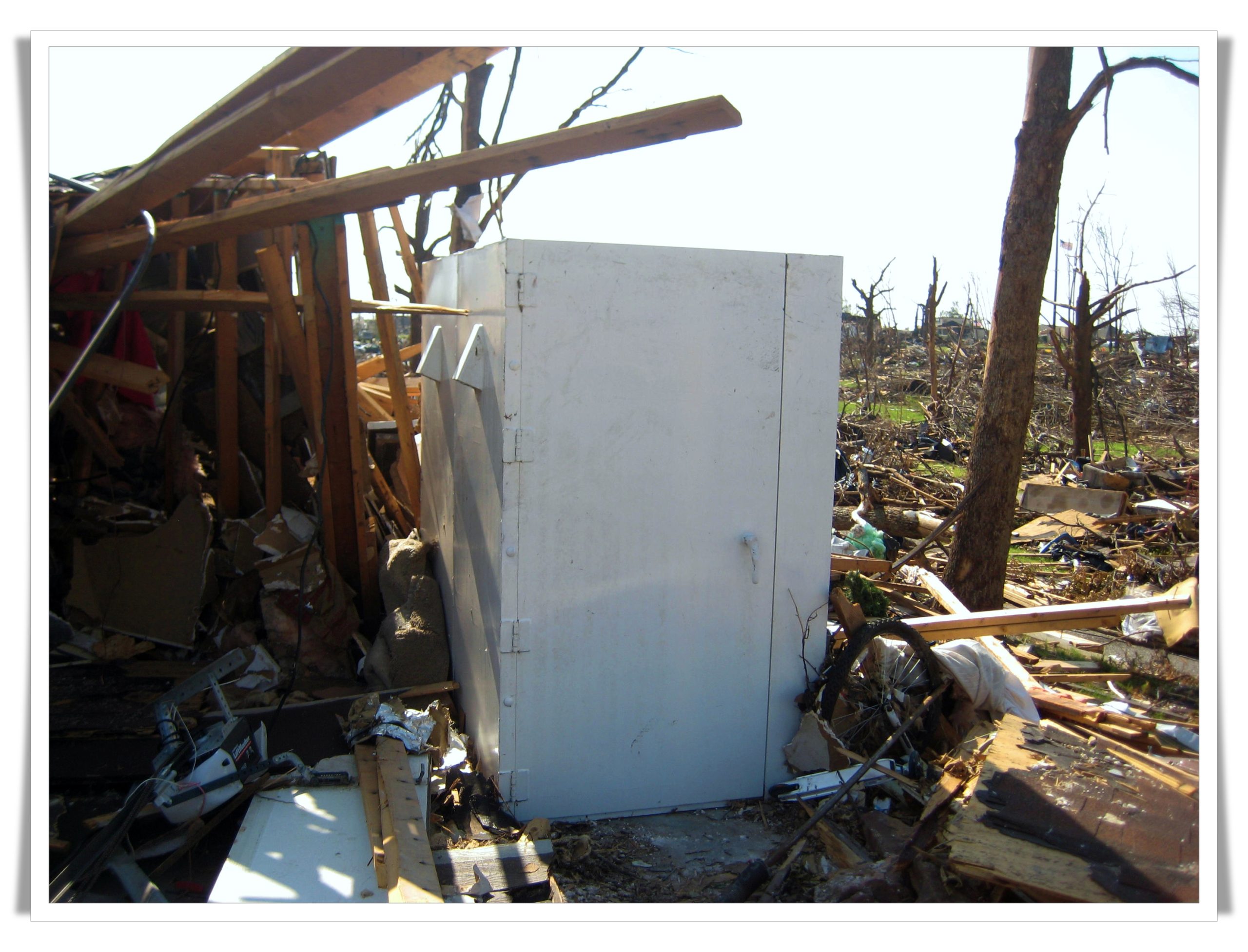 Above-ground storm shelter from Joplin, MO tornado of May 22, 2011